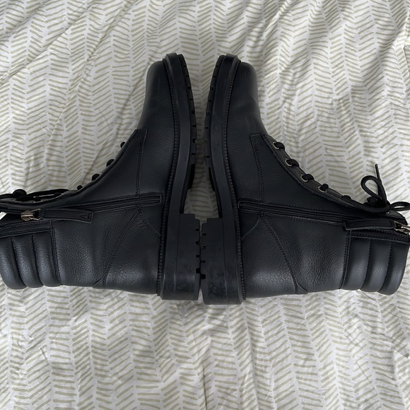 Aquatalia LAILA Waterproof Leather WINTER Boot BLACK MOTO COMBAT 7 weatherproof - Picture 6 of 12